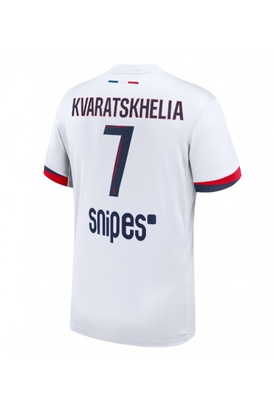 Paris Saint-Germain Khvicha Kvaratskhelia #7 Jalkapallovaatteet Vieraspaita 2025-26 Lyhythihainen Paris Saint-Germain Khvicha Kvaratskhelia #7 Jalkapallovaatteet Vieraspaita 2025-26 Lyhythihainen
